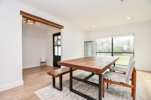 2826 Durban Dr, Houston, TX 77043 - dining space with light wood-style floors and recessed lighting