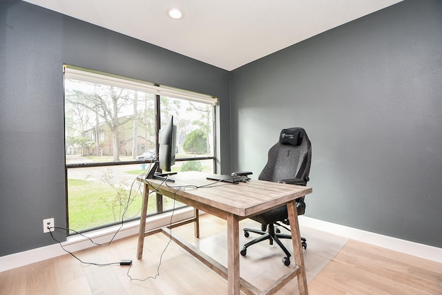 2826 Durban Dr, Houston, TX 77043 - home office featuring light wood-style floors and recessed lighting