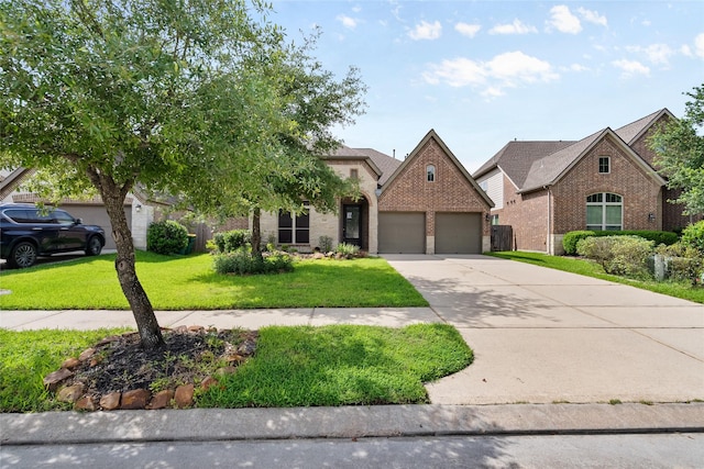 23411 Reynolds Pond Dr, New Caney, TX 77357 - view of front facade featuring brick siding, a garage, a front lawn, and driveway