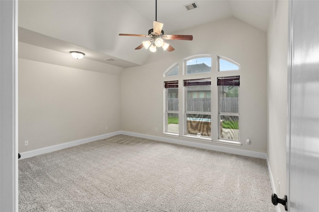 23411 Reynolds Pond Dr, New Caney, TX 77357 - spare room featuring lofted ceiling, ceiling fan, and carpet flooring