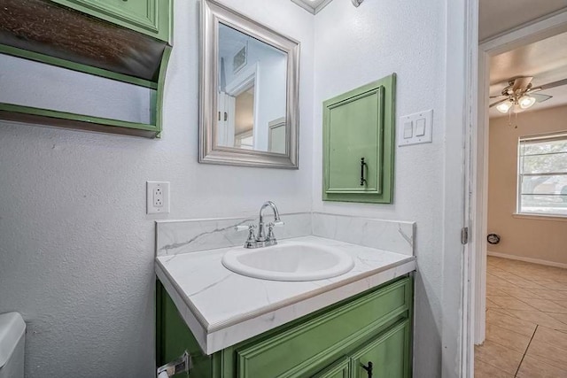 170 Pine Mdws, Hempstead, TX 77445 - bathroom with vanity, tile patterned floors, and ceiling fan