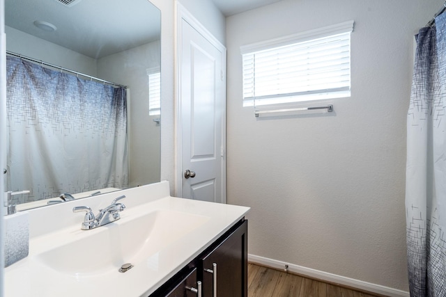 1166 Magnolia Branch Ln, Tomball, TX 77375 - bathroom featuring wood finished floors and vanity