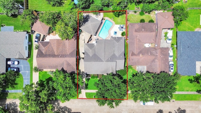5422 Jason St, Houston, TX 77096 - aerial perspective of suburban area with a pool