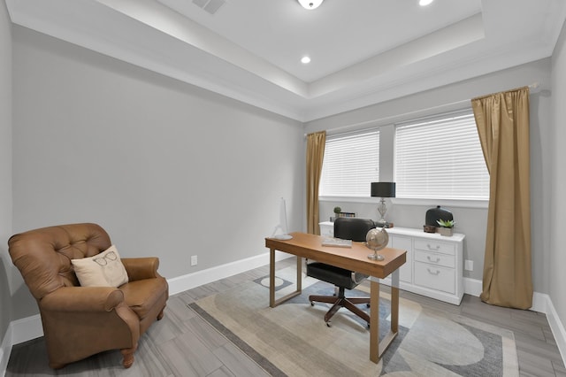 31276 New Forest Park Ln, Spring, TX 77386 - home office featuring a raised ceiling and recessed lighting