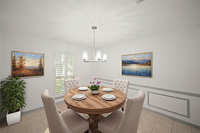 3103 Fairway Dr, Sugar Land, TX 77478 - dining area with light tile patterned floors and a chandelier