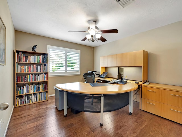 3219 Almond Creek Dr, Houston, TX 77059 - office featuring a ceiling fan, light wood-style flooring, and a textured ceiling