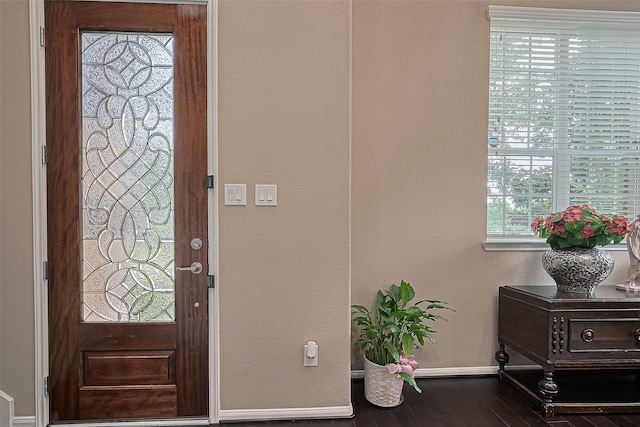 9107 Solvista Pass Ln, Houston, TX 77070 - foyer featuring baseboards and dark wood finished floors