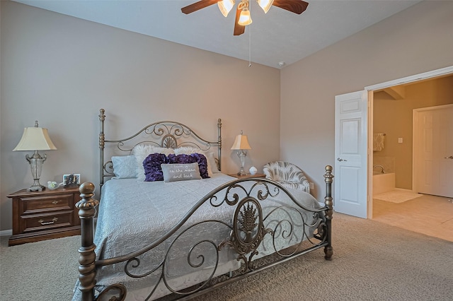 9107 Solvista Pass Ln, Houston, TX 77070 - carpeted bedroom featuring ceiling fan and ensuite bathroom