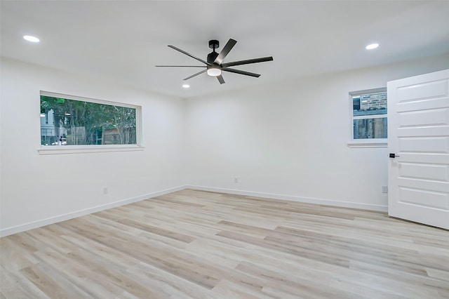 7226 Troulon Dr, Houston, TX 77074 - spare room with ceiling fan, recessed lighting, and light wood finished floors