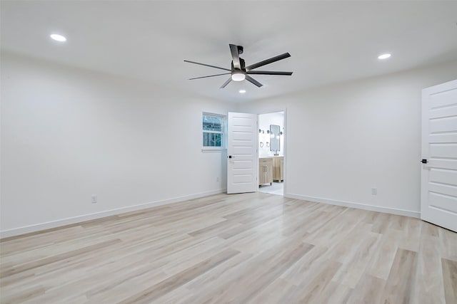 7226 Troulon Dr, Houston, TX 77074 - unfurnished room with ceiling fan, recessed lighting, and light wood-style floors