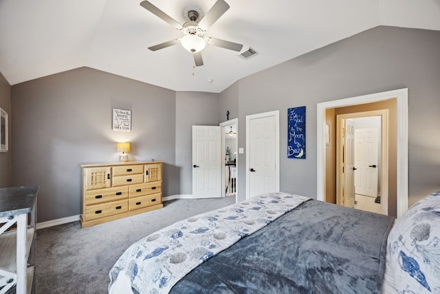 1155 Rustling Wind Ln, League City, TX 77573 - carpeted bedroom with vaulted ceiling and a ceiling fan