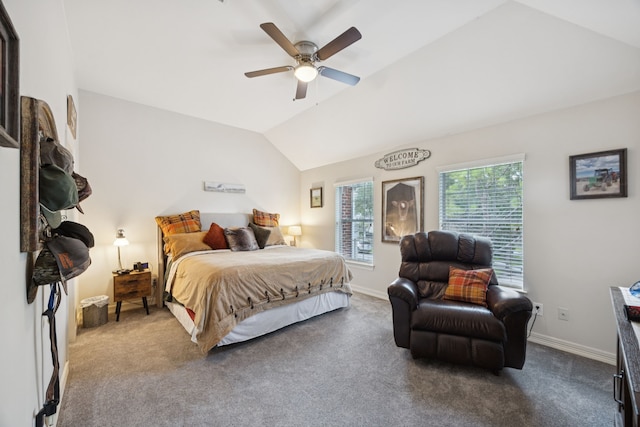 1155 Rustling Wind Ln, League City, TX 77573 - carpeted bedroom featuring lofted ceiling and a ceiling fan