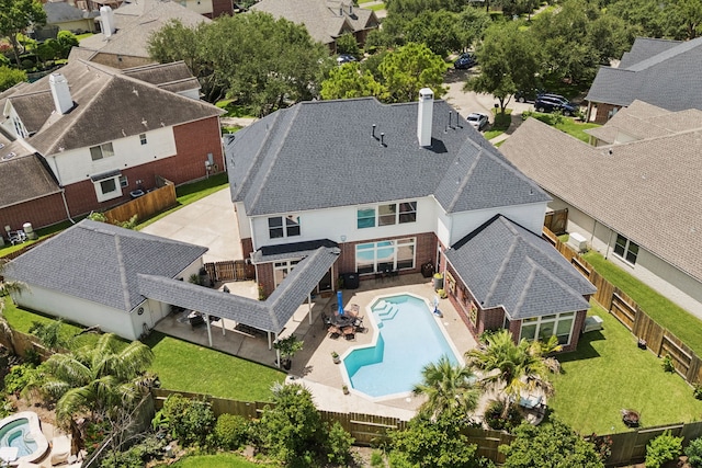 1155 Rustling Wind Ln, League City, TX 77573 - aerial perspective of suburban area featuring a pool