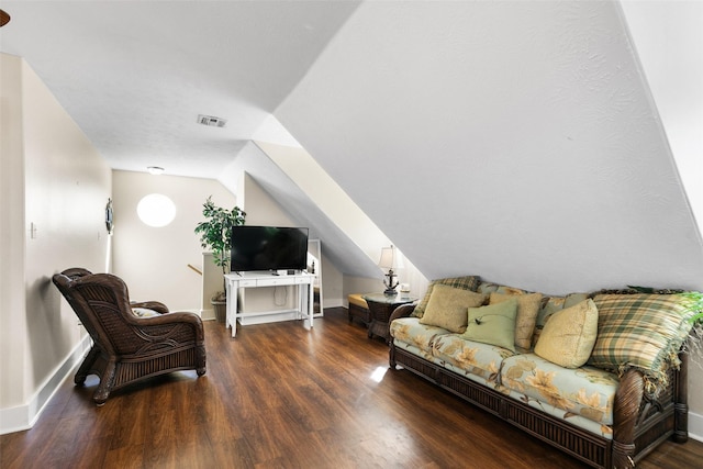 862 Gregory Ln, Port Bolivar, TX 77650 - living area featuring wood finished floors and vaulted ceiling