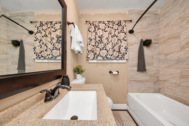 418 Forrest St, Baytown, TX 77520 - full bathroom featuring vanity and tub / shower combination