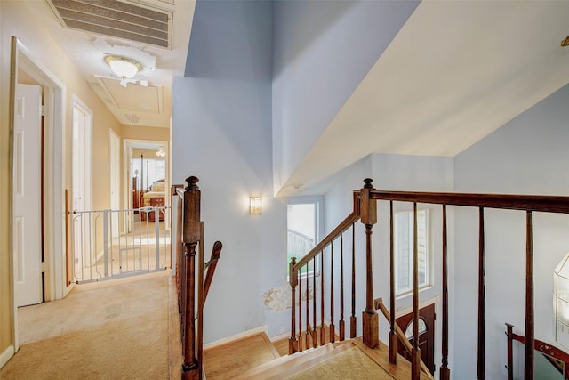 5651 Pine St, Houston, TX 77081 - stairs with attic access and carpet