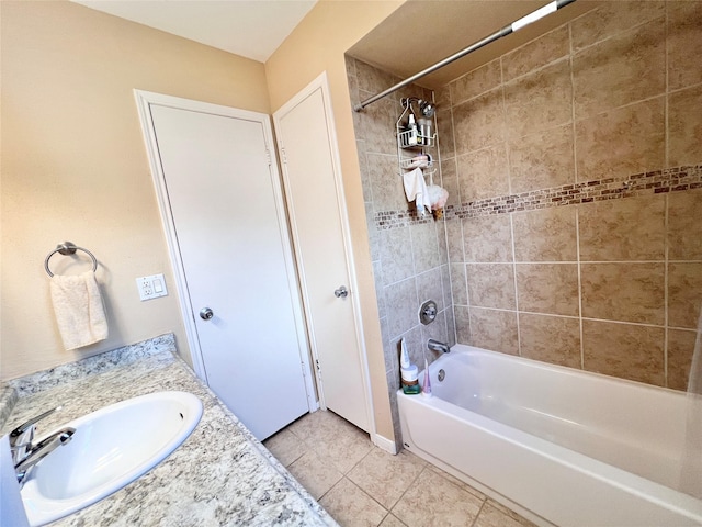 18738 Shannon Glen Ln, Houston, TX 77084 - bathroom with tile patterned floors, shower / washtub combination, and vanity
