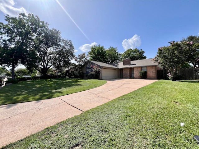 18738 Shannon Glen Ln, Houston, TX 77084 - view of front facade with an attached garage, concrete driveway, brick siding, and a chimney