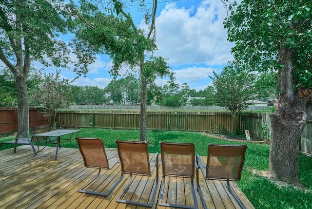 25603 Myrtle Spgs, Spring, TX 77373 - wooden deck with outdoor dining space and a fenced backyard