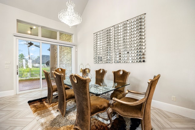 17023 Sweet Bay Ct, Conroe, TX 77385 - dining space featuring a chandelier and baseboards