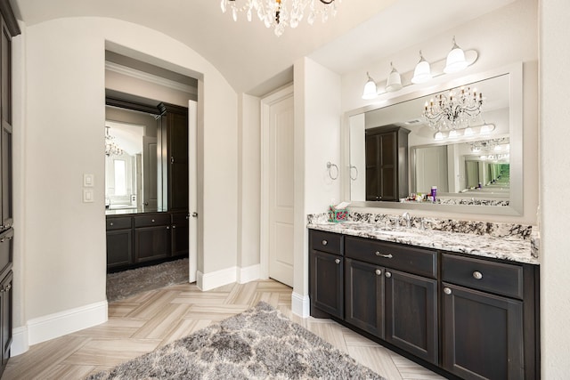 17023 Sweet Bay Ct, Conroe, TX 77385 - full bath with a chandelier and vanity