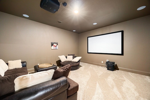 17023 Sweet Bay Ct, Conroe, TX 77385 - carpeted home theater featuring baseboards and recessed lighting
