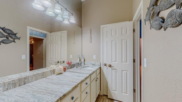 7475 Wooded Creek Dr, Beaumont, TX 77708 - bathroom with vanity and wood finished floors