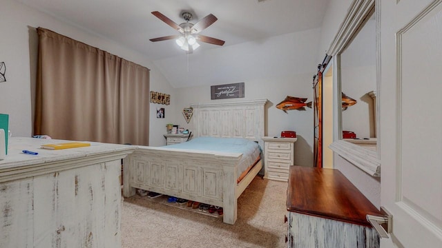 7475 Wooded Creek Dr, Beaumont, TX 77708 - carpeted bedroom with lofted ceiling and a ceiling fan