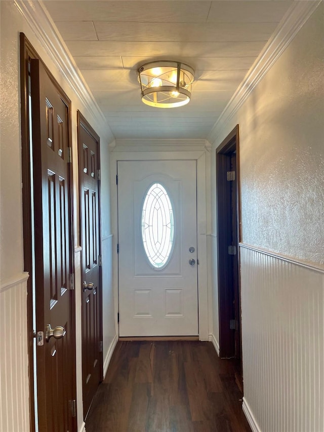717 W Brazos St, Freeport, TX 77541 - doorway to outside with dark wood-type flooring and ornamental molding