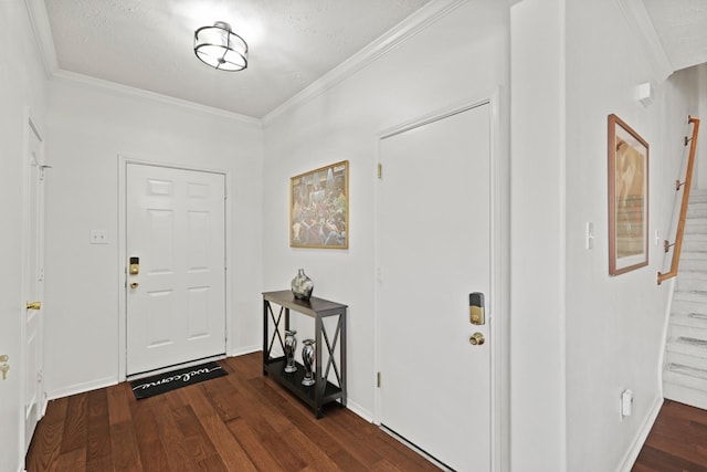 7402 Hollister Rdg, Houston, TX 77040 - entryway with stairway, wood finished floors, and crown molding