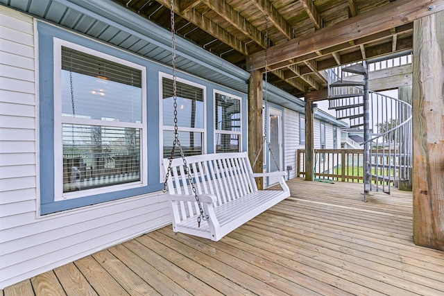 4023 Spanish Main Blvd, Galveston, TX 77554 - wooden terrace featuring stairway