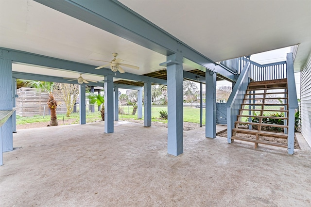 4023 Spanish Main Blvd, Galveston, TX 77554 - view of patio featuring ceiling fan and stairway