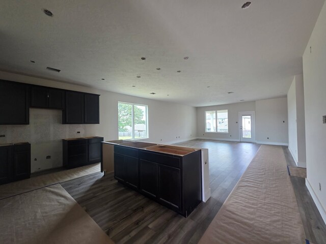 2035 Winepress Rd, Brenham, TX 77833 - kitchen featuring wood finished floors, plenty of natural light, and dark cabinets