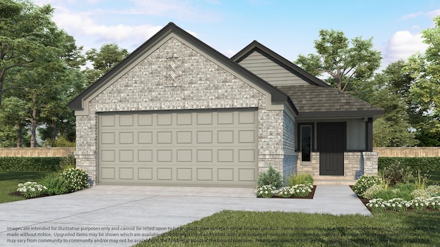 6622 Old Cypress Landing Ln, Humble, TX 77338 - view of front of property with an attached garage, concrete driveway, stone siding, and a shingled roof