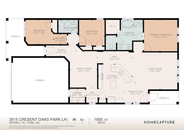 3015 Crescent Oaks Park Ln, Spring, TX 77386 - view of home floor plan