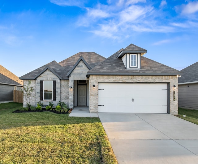 1418 Lake Ridge Dr, Brenham, TX 77833 - french provincial home with a front yard, a garage, concrete driveway, and brick siding