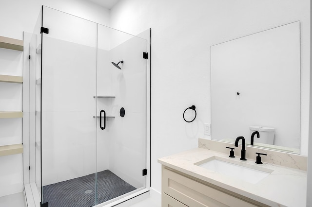 17128 Spindle Oaks Dr, Conroe, TX 77385 - bathroom featuring vanity and a stall shower