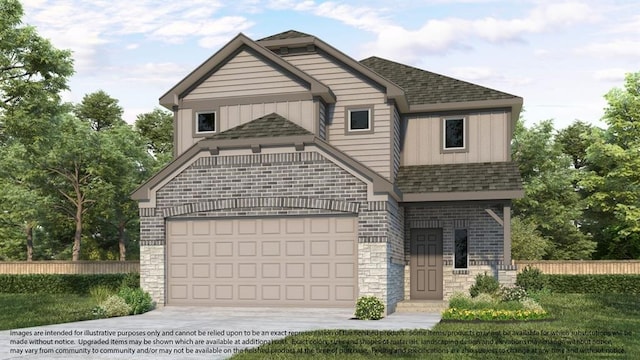 6623 Old Cypress Landing Ln, Humble, TX 77338 - view of front of property with a shingled roof, stone siding, concrete driveway, and an attached garage
