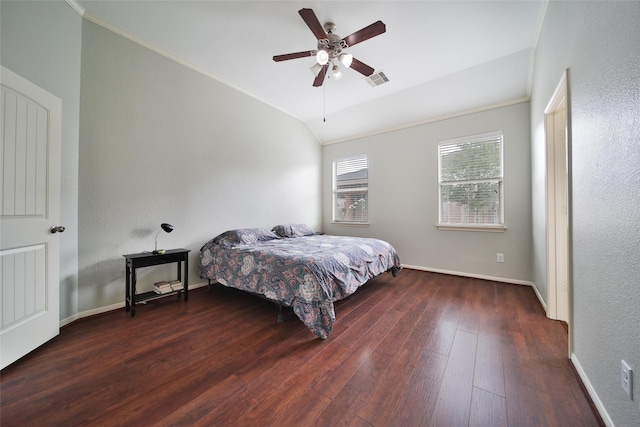 506 Glenwood Ridge Dr, Spring, TX 77386 - bedroom featuring vaulted ceiling, wood finished floors, and ceiling fan