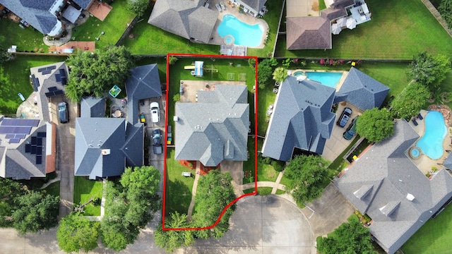 2613 Broussard Ct, Seabrook, TX 77586 - aerial view of residential area featuring a pool area