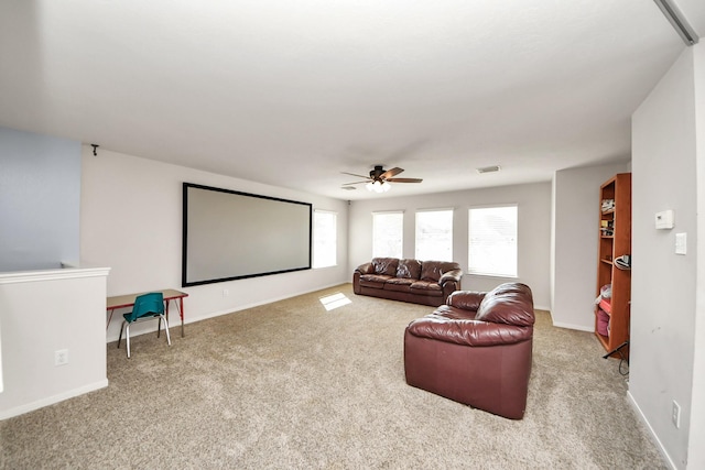 2613 Broussard Ct, Seabrook, TX 77586 - carpeted cinema featuring ceiling fan and baseboards