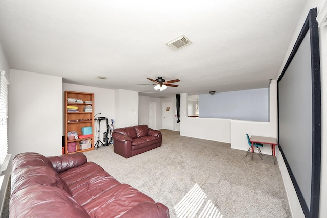 2613 Broussard Ct, Seabrook, TX 77586 - carpeted living area with ceiling fan
