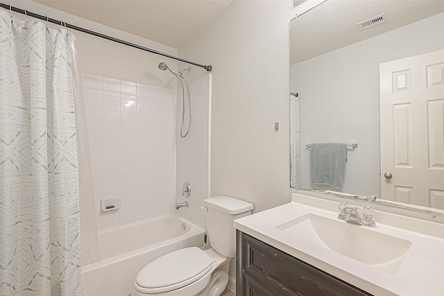 2335 Village Leaf Dr, Spring, TX 77386 - bathroom with shower / tub combo, vanity, and a textured wall