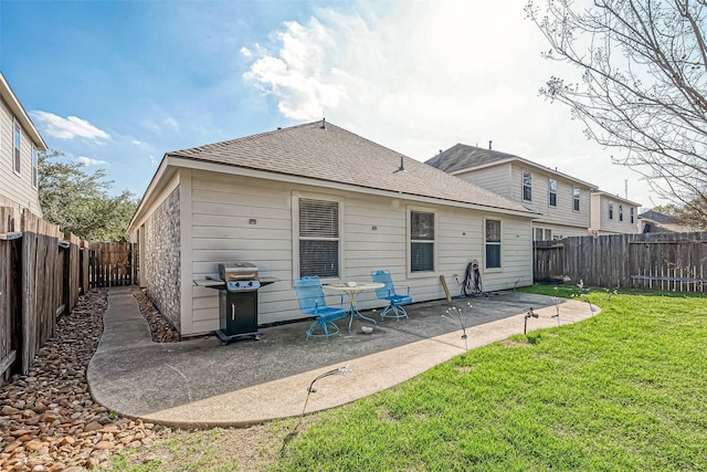 2335 Village Leaf Dr, Spring, TX 77386 - rear view of house with a patio, a fenced backyard, and a shingled roof