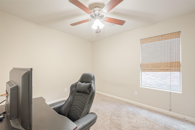 2335 Village Leaf Dr, Spring, TX 77386 - carpeted office space with a ceiling fan and baseboards