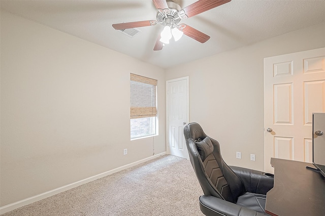 2335 Village Leaf Dr, Spring, TX 77386 - home office with carpet and a ceiling fan