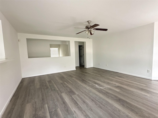 13426 Sanderford Ln, Houston, TX 77083 - empty room with a ceiling fan and dark wood finished floors