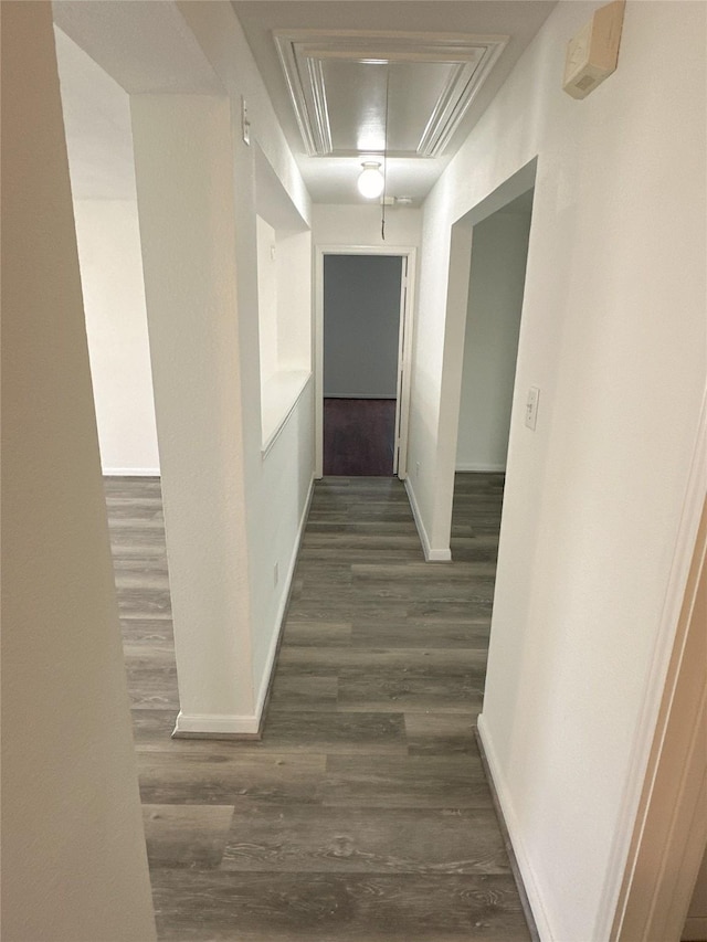13426 Sanderford Ln, Houston, TX 77083 - hallway with attic access and wood finished floors