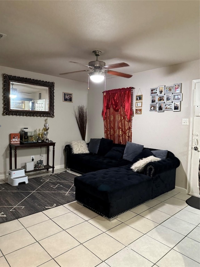 7722 Breezeway St, Houston, TX 77040 - living area with ceiling fan and light tile patterned floors