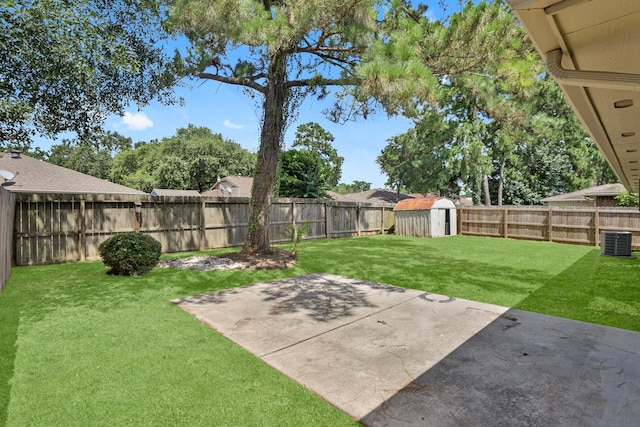 29222 Waltham St, Spring, TX 77386 - fenced backyard with a storage unit and a patio